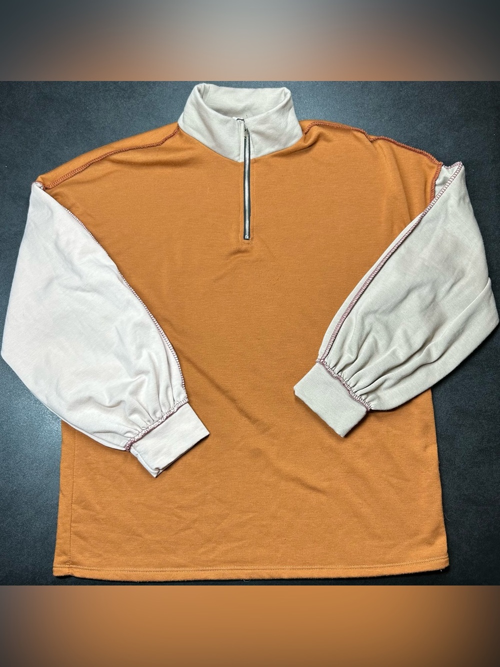 BiBi Size M Colorblock French Terry Quarter-Zip Pullover